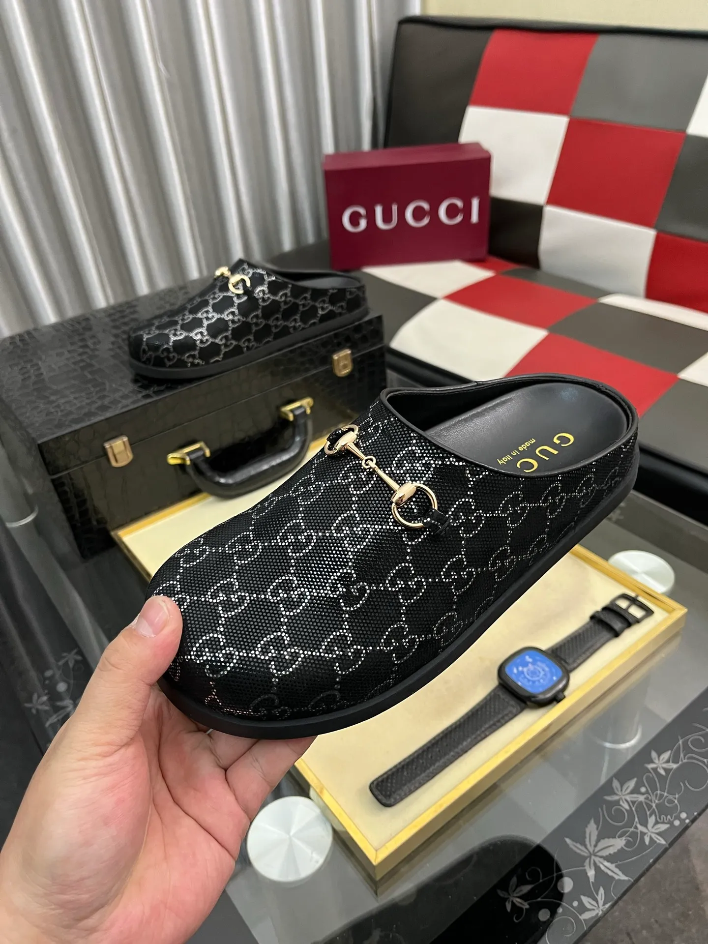 Ex-factory price: 438⌚️⌚️[Gucci] 2025 new season half-slip men's shoes, made of Italian imported first-layer frosted cowhide➕sheepskin lining, original hardware buckle, original combination wear-resistant outsole, real shot 🎬 Very comfortable on the feet, size 38-44